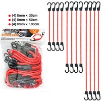 Cordons élastiques élastiques avec crochets, sangle d'emballage de bagages, filet de chargement pour moto, vélo, voyage, Camping, randonnée, 9/12 pièces