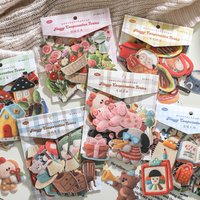 Journal GO 30pcs Pluffy Cute Stickers Collage Junk Journal Scenery Decorative Cartoon Sticker for Diary Card diy Materials