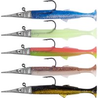 5pcs Sandeel Soft Plastic Fishing Lures with Paddle Tail Jig Heads 11.5cm/14g Swimbait for Bass Trout Pike Saltwater
