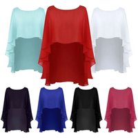 New Fashion Soft Wedding Capes Long Solid Color Wedding Jacket Wraps Chiffon Shrug Womens Ladies
