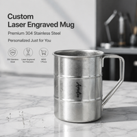 304 Stainless Steel Water Cup with Handle Custom Logo Text Retro Antique Silver Korean Style Coffee Mug Outdoor Camping Gift