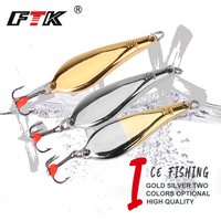 FTK Winter Ice Fishing Lure 10g 15g 20g Vertical Jigs Metal Spoonbait Hard Lure with Treble Hook for fishing of perch and pike