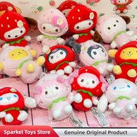 Genuine Sanrio Sweer Strawberry Series Vinyl Plush Pendant Blind Box Cute Mini Figure Bag Charm Doll Mystery Box Trendy Toy Gift