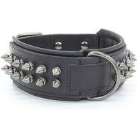 Luxury genuine leather dog collar, studded anti bite dog chain, 2.5-6cm wide dog collar, double-layer cowhide pet accessories