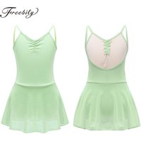 Kids Girls Camisole Ballet Dance Leotard Tutu Dress Dancewear Gymnastics Leotard Bodysuit Sleeveless Ballerina Dance Costumes
