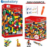 500/1000pcs Building Blocks Bulk Pack Colorful Bricks Classic Bricks DIY Creative Educational Assemble Toy Compatible Legoeds
