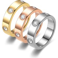 Men Women Classic Diamond Ring Durable Stainless Steel Fashionable Daily Jewelry Gift Size 5-11