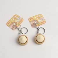 Cute Steamed Bun Dumpling Keychain Mini Simulation Button Clicker Keyring Press Keyboard Backpack Pendant Accessories