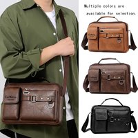 Breathable Lightweight Vintage Men's Messenger Bag Stylish Zipper Leather Sling Purse for Work, Travel and Daily Commute