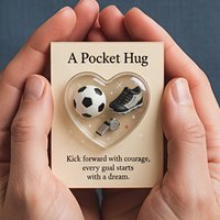 Heart Shape Soccer Greeting Card Pocket Hug Card, Encouragement Gift for Football Lover