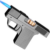 Unusual Pistol Style Lighters with Cigarette Case Jet Torch Lighter Capacity 10PCS Cigarette Windproof Cigar Lighters Smoking