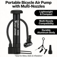 BIKING MTB Bike Pump 80 PSI - Manual Air Pump Balloon & Tire Inflator - Schrader Valve Floor Pump - Cycling Accessories