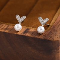 Hot selling new 925 sterling silver fashionable exquisite heart-shaped pearl sweet earrings high-quality girl's jewelry ED305