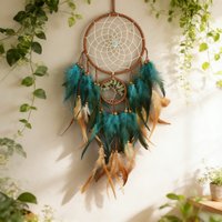 1 Pc Blue Boho Dream Catcher Dream Catcher with Feather, Wall Art, Bedroom Decor, Glow in The Dark, gift Idea,