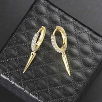Hip Hop Punk Spike Dangle Drop Earrings For Women Men Iced Out Zircon Men's Earing Ear Accessories Jewelry Wholesale KBE151
