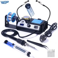 WEP Elektrisches Lötkolben-Set mit Hilfsklammern, schneller Aufheizung, einstellbarer Temperatur, digitaler Lötstation, Saugstift, Pinzettenhalter, Drähten, Reinigungsschwamm, Schweißwerkzeuge für die