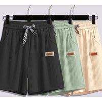Ice silk shorts for women in summer, slim fit, loose fit, high waisted straight leg mid length pants, casual wide leg pants, spo