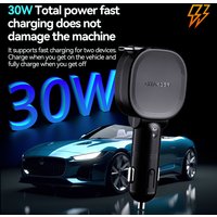 New 30W Car Charger Type-C Fast Retractable Cable USB-C Quick Charging 360° Rotation For iPhone Samsung Xiaomi In Car