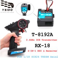 YSIDO T-8192A 2.4GHz 3CH RC Radio System Transmitter and RX-18 2-IN-1 ESC & Receiver for SCX24 TRX4M Axial 1/18 RC Car Upgrade