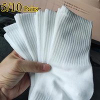 5/10 Pairs of Autumn and Winter Male Mid Length Socks, White Anti Odor, Sweat Absorbing, Breathable Men's Sports Sock