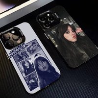 J-Jenna Ortega Actress Phone Case For iPhone17 16 15 14 13 12 Pro Max Grey Black Matte Laser Metallic Aurora Funda