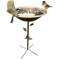 Metal Bird Bath Vintage Iron Tray Bird Feeder Heavy Duty Freestanding Birdbath Garden Decor Yard Stakes Feeding Station for Yard