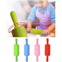 Silicone Roller Rolling Pin with Plastic Handle Non-stick Rolling Pin for Kids Fondant Cake Dough Roller Flour Stick Baking Tool