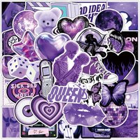 50Pcs Purple Y2K Girls Cute Stickers Cool Korean Graffiti Cartoon Decal DIY Skateboard Phone Fridge Suitcase Stickers