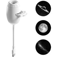 2-in-1 Multi-slide USB Projector Light Starry Night Light Adjustable Focus & Brightness Touch Switch Car Ambient Lights White