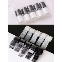 10 Rolls 2.5*60cm New Black White Lace Transfer Foil Nail Art Sexy Full Wraps Flower Glue Adhesive DIY Manicure Styling Tools