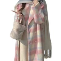 Manteau en laine rose bouton CowArtworks pour femme, gros ajustement, doux petit homme, automne et hiver, nouveau, commpiedmont V1, 2023