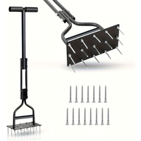 Lawn Aerator Spike Manual Tool with 15 Tine Spikes Manual Dethatching Soil Aerating Lawn for Yard Lawn Care and Lawns Loosening