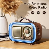 Tragbares Radio mit RGB-Stimmungslicht, kabelloses FM/AM/SW-Radio, mehrfarbiges Nachtlicht und Partylautsprecher, Vintage-Stil