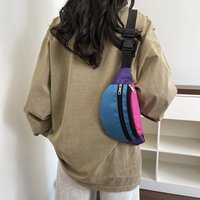 Canvas Material Color Blocking Waist Bag Banana-Shaped Lightweight Bum Belt Phone Pouch Adjustable Strap Large Capacity