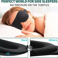 3D No-Pressure Eye Mask Adjustable Breathable Light Blocking Black Eye Mask for Men Women Travel Night Sleeping Aid Sleep Patch