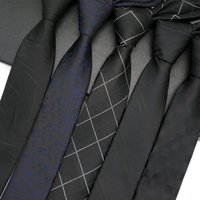 New Black Colors Skinny 6CM Mens Necktie Ties For Man Neck Tie Plaids Jacquard Cravat Business Party Corbatas