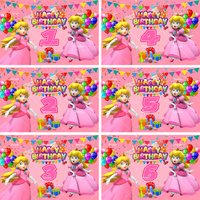 Cartoon Princess Peach Backdrop Girl's Birthday Decorations Party Supplies Baby Shower Banner Custom Age Poster Photo Shoot Prop