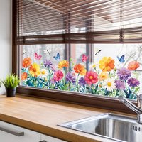 Flower and butterfly outdoor balcony glass window decorative stickers for window clings that are self-adhesive