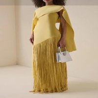 Sexy High-End Socialite Style Evening Dress Elegant Evening Dresses 2025 Silk Strapless Tight Fringe Patchwork High Waist Dress