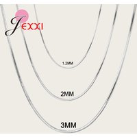 Promotion Sale Real Pure 925 Sterling Silver Needle Necklace Chain with Lobster Clasps Men Women Collar 1.2MM/3MM/4MM 16-30 Inch