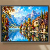 500/1000/1200/2000PCS Puzzles for Adults Autumn Lakeside Mountain City,Jigsaw Puzzles Brain Challenge Game Gift Home Decor