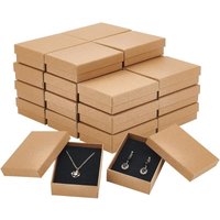 24 Packs Necklace Ring Box 3.5x2.75x1 Inch Brown Kraft Cardboard Jewelry Boxes Rectangle Jewelry Gift Boxes for Wedding