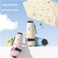 Compact Portable Folding Umbrella for Women, UV Protection, Sun Shade, Sun & Rain Dual Use