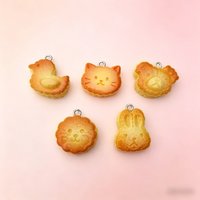 10pcs Kawaii Rabbit Bear Charms Resin Animal Bread Flatback Pendants for Jewelry Making Findings