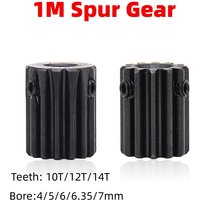 Mod 1 Pinion Gears 10T 12T 14T Bore 4 5 6 6.35 7mm 45# Steel Spur Gear Transmission Accessories Motor Parts
