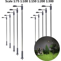 Mini Street Lamp Model Metal Railway Train Lights Scale 1:75-300 For Sand Table Building Diorama Materials 6Pcs