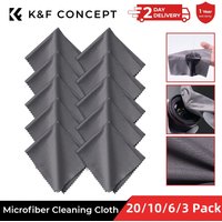 K&F CONCEPT 20/10/6/3 Pack Washable Lens Cleaning Cloth Reusable Microfiber Cleaning Cloth for Camera Laptop Phone Wipes 15x18cm