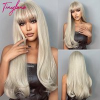Perruques synthétiques blondes avec frange pour femmes blanches, perruque Lolita Wave avec frange, lumière agaçante, naturel, degré de chaleur 03