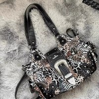 Women Handbag Stitching Leopard Top-handle Shoulder Bag PU Dumpling Pack Multi-pockets Shoulder Bags Phone Money Pack