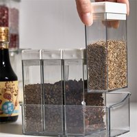 Seasoning Box Combination Canister Set Kitchen Supplies Four Grid Storage Jar Spice Container Seasoning Glass